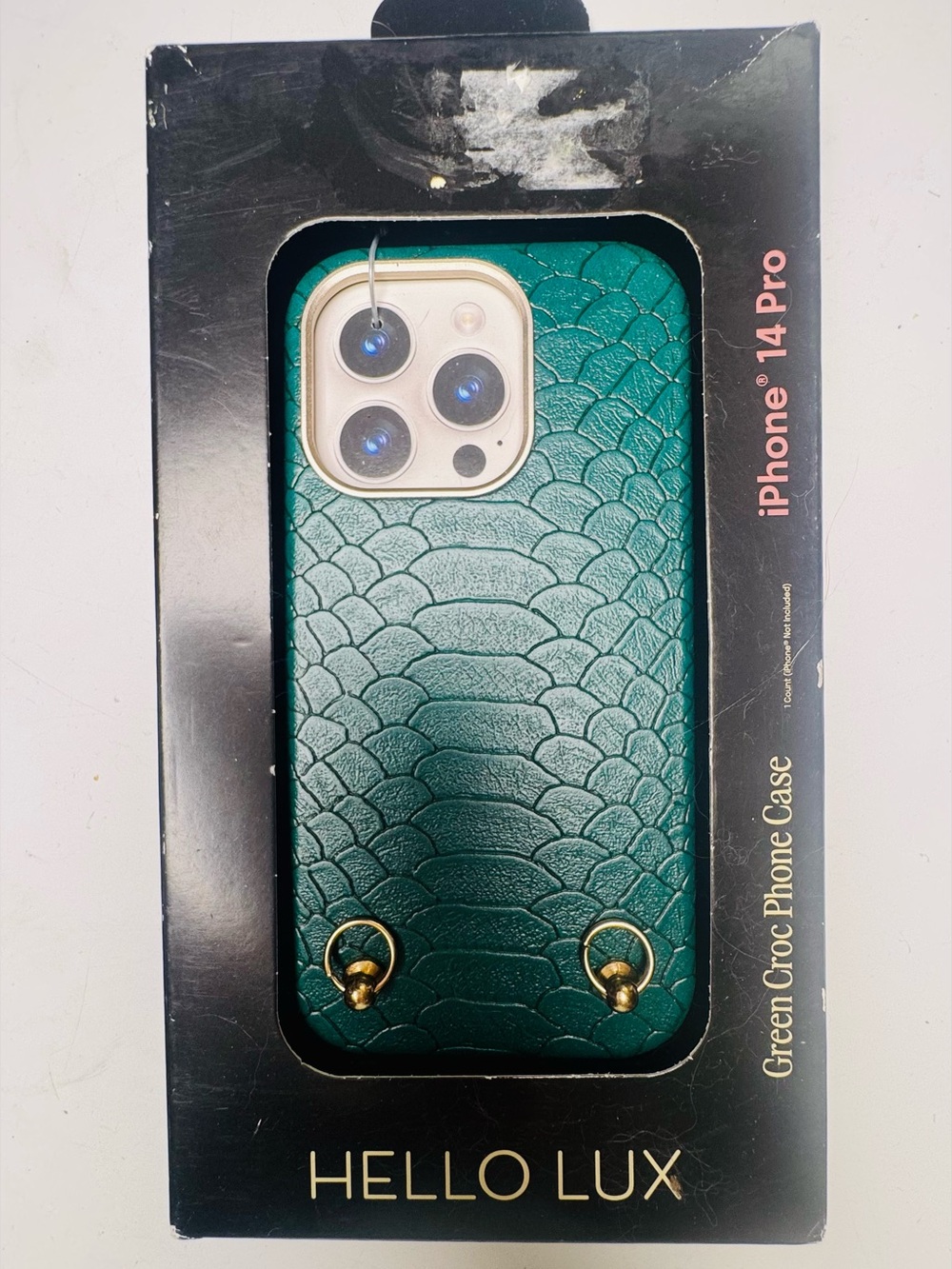 Hello Lux-Green Croc Phone Case for iPhone 14 Pro